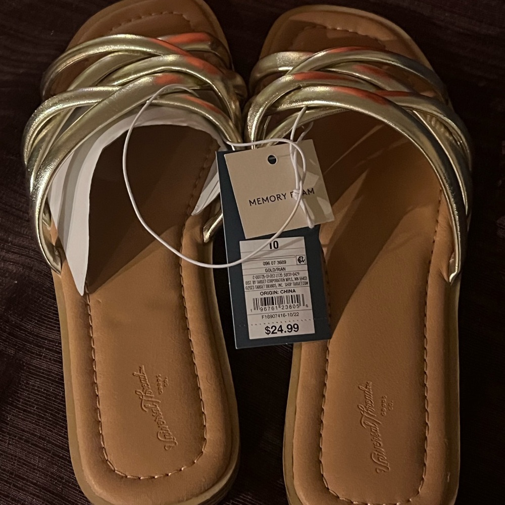 Gold and White Women's Sandals